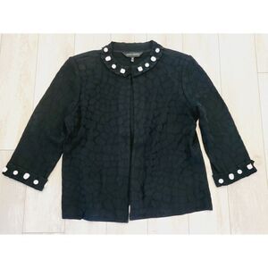 Ming Wang Medium Black Knit Short‎ Jacket Cardigan Blazer Hook Closure